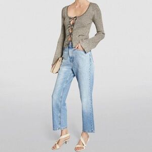 Sandro Bibi High Rise Wide Leg Jeans in Light Blue